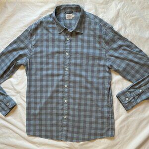 Faherty Movement Shirt Mens L Gray/Blue Plaid Cotton Stretch Long Sleeve